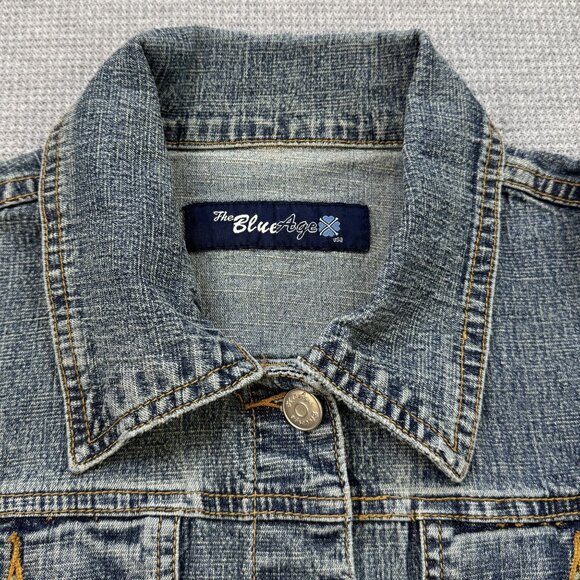 Blue Age Womens Denim Jean Jacket Faded Blue Button Front Pockets Size Medium - Picture 7 of 14